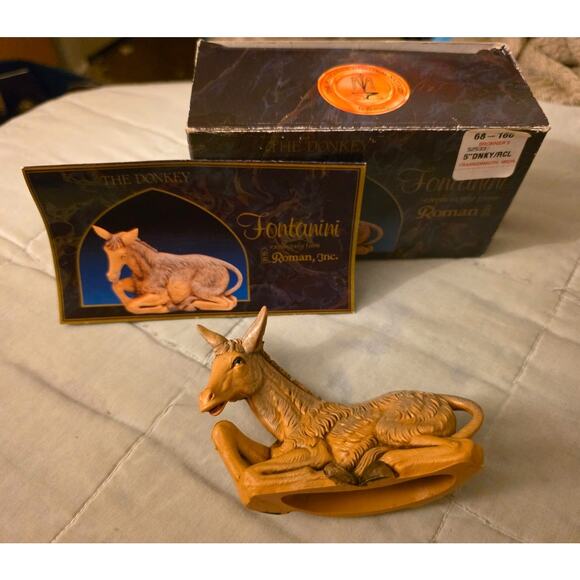 Fontanini Roman THE DONKEY 5" Nativity Figurine Box & Card - Picture 4 of 5